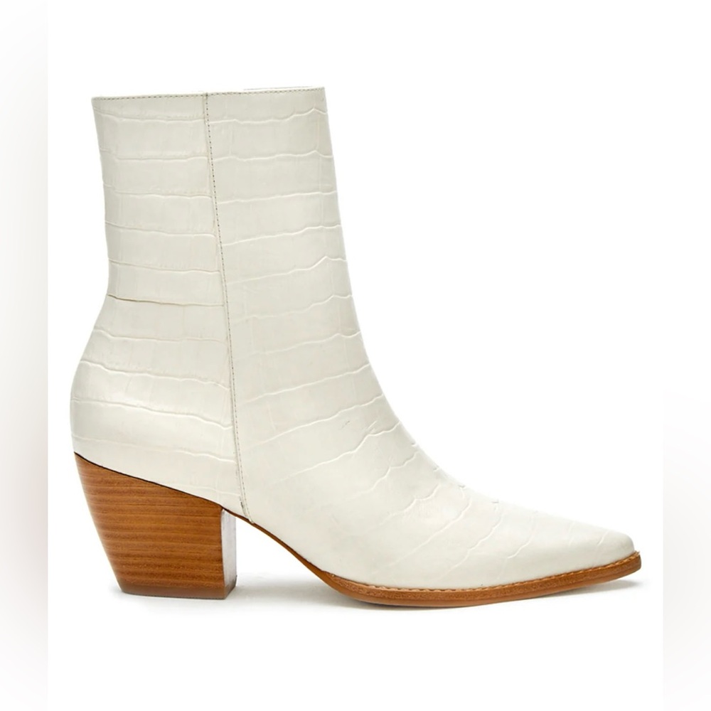 Matisse Caty Booties - Bone Croc Leather - 7.5